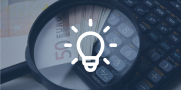 Lupe, Taschenrechner, Geldschein